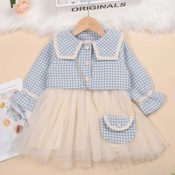 sets baby set spring autumn new girls plaid vest lapel jacket mesh dress fashion clothing with bag outfits y, White
sets baby set spring autumn new girls plaid vest lapel jacket mesh dress fashion clothing with bag outfits y, White