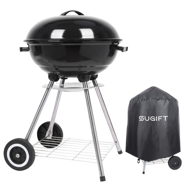 sugift portable 18 charcoal grill with cover