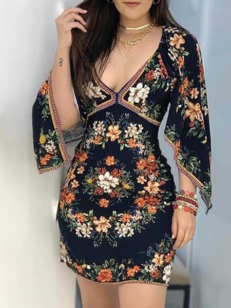 party dresses deep v neck floral print mini bodycon dress women butterfly sleeve casual slim summer dress t230210, White;black
party dresses deep v neck floral print mini bodycon dress women butterfly sleeve casual slim summer dress t230210, White;black