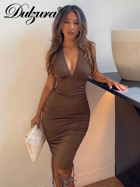 casual dresses dulzura solid women halter mini dress drawstring ruched v neck backless bodycon streetwear party club elegant 2021 summer t23, Black;gray
casual dresses dulzura solid women halter mini dress drawstring ruched v neck backless bodycon streetwear party club elegant 2021 summer t23, Black;gray