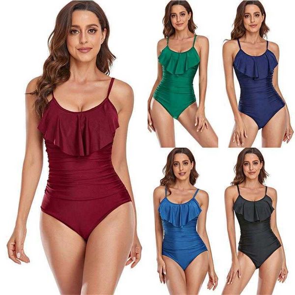 one piece bikini solid color slim fit spaghetti strap ruffle open back swimsuit, White;black
one piece bikini solid color slim fit spaghetti strap ruffle open back swimsuit, White;black