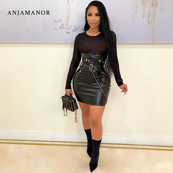 casual dresses anjamanor black long sleeve bodycon dress club wear sheer mesh pu leather mini dresses women clothing d12-fz46 t230210, Black;gray
casual dresses anjamanor black long sleeve bodycon dress club wear sheer mesh pu leather mini dresses women clothing d12-fz46 t230210, Black;gray