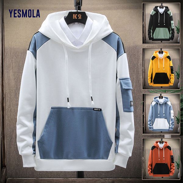 men's hoodies sweatshirts yesmola autumn splicing casual men pullover fashion youth harajuku hooded jacket sportswear 230210, Black 
men's hoodies sweatshirts yesmola autumn splicing casual men pullover fashion youth harajuku hooded jacket sportswear 230210, Black