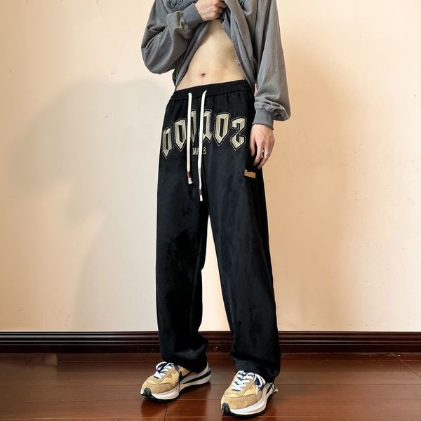 men s pants american high street embroidery printed suede pants men s autumn and winter ins loose retro wide leg casual trousers 230211, Black
men s pants american high street embroidery printed suede pants men s autumn and winter ins loose retro wide leg casual trousers 230211, Black