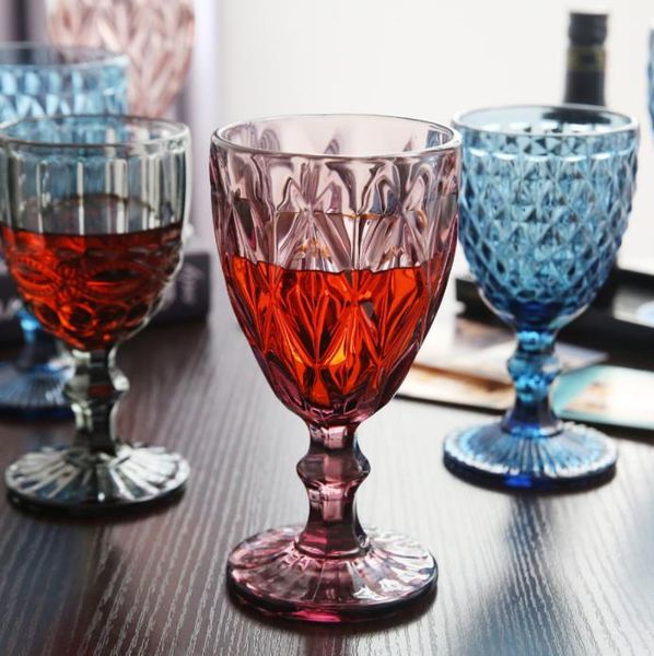 wine glasses 240ml 300ml 4colors european style embossed stained glass wine lamp thick goblets
wine glasses 240ml 300ml 4colors european style embossed stained glass wine lamp thick goblets