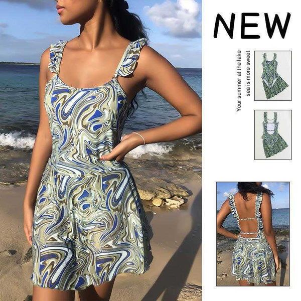 summer printed swimsuit womens conservative cover belly skirt beach two piece, White;black
summer printed swimsuit womens conservative cover belly skirt beach two piece, White;black
