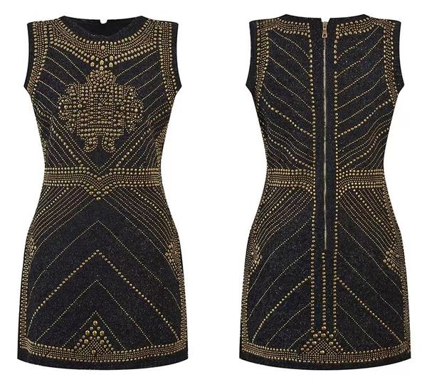 b home high-end designer women's dress high-end luxury gold riveted sleeveless banquet dress skirt slim back zipper closed waist fashio, Black;gray
b home high-end designer women's dress high-end luxury gold riveted sleeveless banquet dress skirt slim back zipper closed waist fashio, Black;gray
