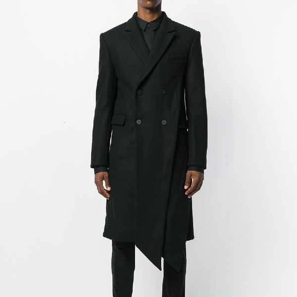 men's wool blends coat long irregular double breasted personalized slim fit black simple leisure fashion large size spring 230210
men's wool blends coat long irregular double breasted personalized slim fit black simple leisure fashion large size spring 230210