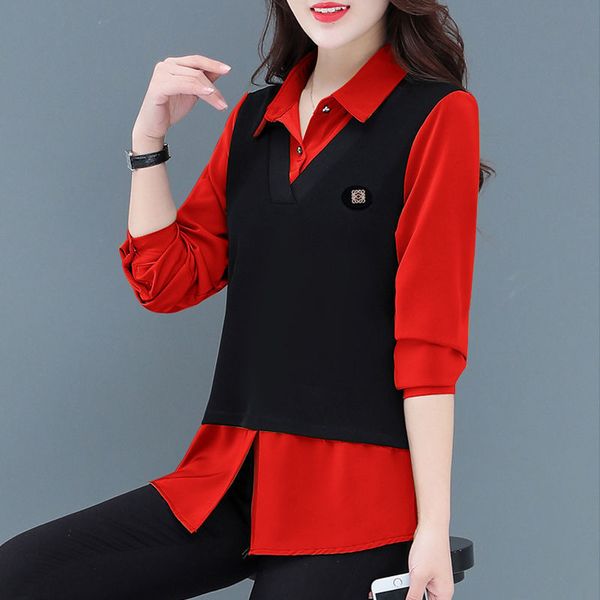 women's blouses shirts fashion lapel button fake two pieces blouse female clothing autumn oversized casual pullovers all-match commute, White
women's blouses shirts fashion lapel button fake two pieces blouse female clothing autumn oversized casual pullovers all-match commute, White