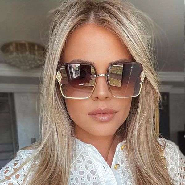 2023ss sunglasses half frame luxury women pearl square fashion shades uv400 vintage glasses with box, White;black
2023ss sunglasses half frame luxury women pearl square fashion shades uv400 vintage glasses with box, White;black