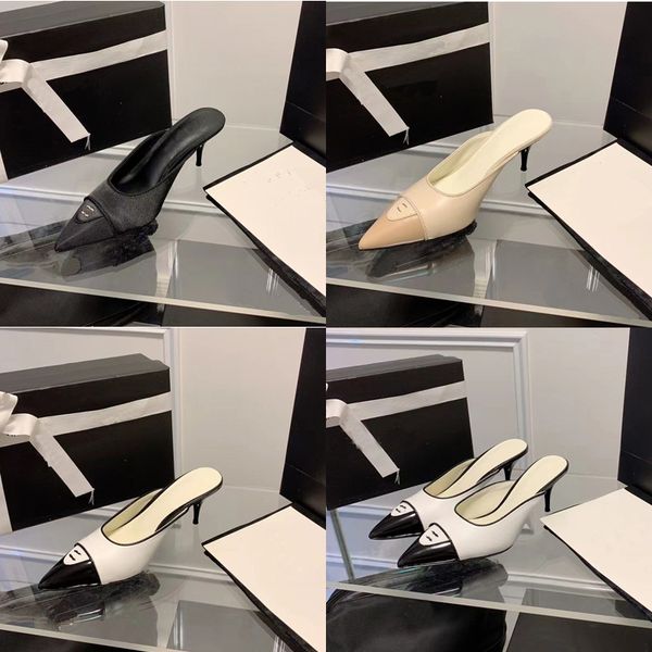 designer color matching closed toe slides slippers womens luxury leather pattern outdoor high heel fashion sandals ladys elegant stiletto he, Black
designer color matching closed toe slides slippers womens luxury leather pattern outdoor high heel fashion sandals ladys elegant stiletto he, Black