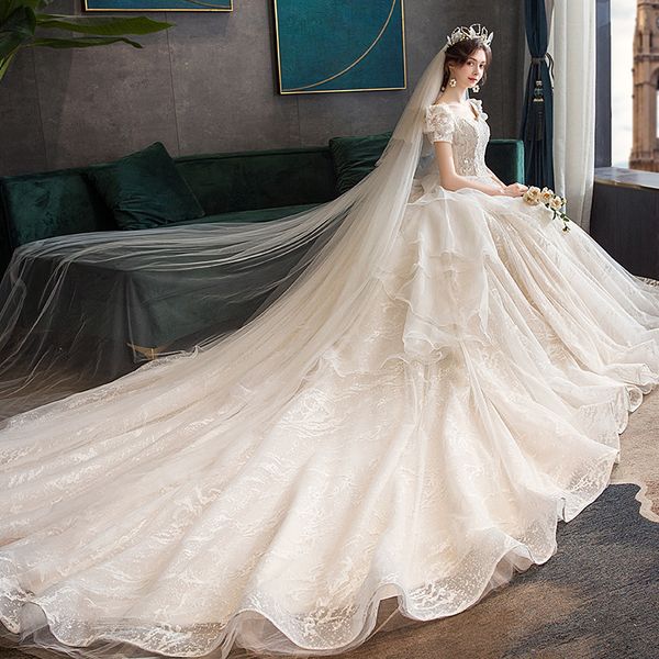 party dresses main wedding dress bride heavy industry small man large tail pregnant woman french bubble sleeve mori 230211, White;black
party dresses main wedding dress bride heavy industry small man large tail pregnant woman french bubble sleeve mori 230211, White;black