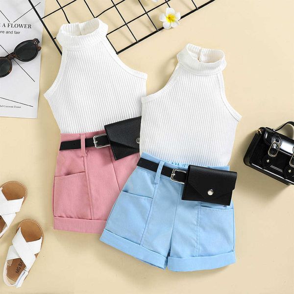 clothing kids girl clothes summer new fashion sleeveless solid color shorts with waist bag threepiece sets boutique outfits, White
clothing kids girl clothes summer new fashion sleeveless solid color shorts with waist bag threepiece sets boutique outfits, White