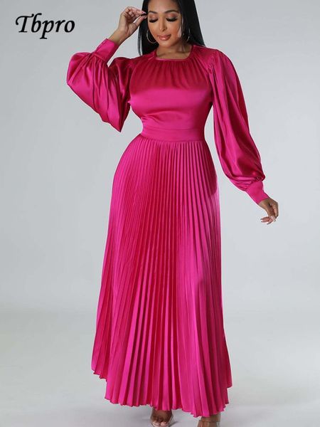 party dresses solid satin pleated maxi dress for women fashion o-neck lantern long sleeve high waist lady dress summer female streetwear 230, White;black 
party dresses solid satin pleated maxi dress for women fashion o-neck lantern long sleeve high waist lady dress summer female streetwear 230, White;black