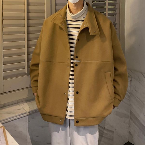 men's wool blends winter thickened short woolen coat warm fashion casual jackets s japanese streetwear loose thick jacket 230210, Black
men's wool blends winter thickened short woolen coat warm fashion casual jackets s japanese streetwear loose thick jacket 230210, Black
