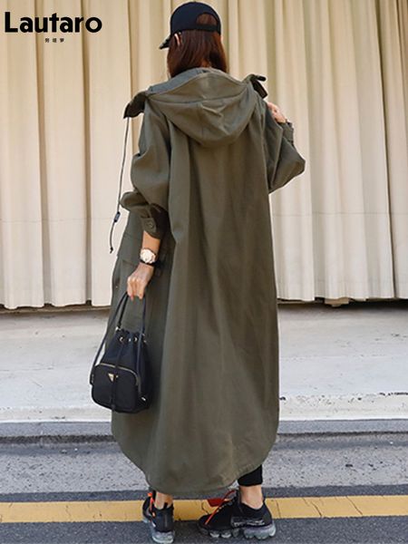 women's trench coats lautaro spring autumn long armygreen oversized waterproof windbreaker women hood zip up casual loose bf varsity ra, Tan;black
women's trench coats lautaro spring autumn long armygreen oversized waterproof windbreaker women hood zip up casual loose bf varsity ra, Tan;black