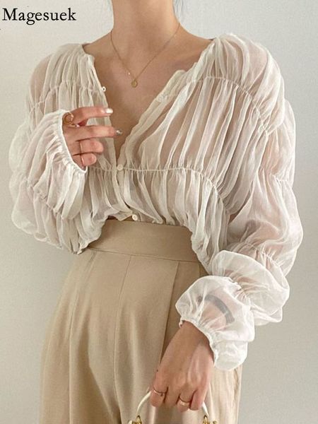 women's blouses shirts korean fashion pleated casual blouse women summer loose folds perspective chiffon shirt long sleeve blusas muje, White
women's blouses shirts korean fashion pleated casual blouse women summer loose folds perspective chiffon shirt long sleeve blusas muje, White