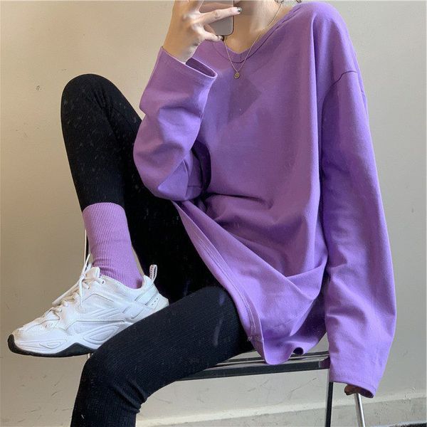 women s t shirt long shirt women s fashion size korean o neck long sleeve purple t shirt 230211, White
women s t shirt long shirt women s fashion size korean o neck long sleeve purple t shirt 230211, White
