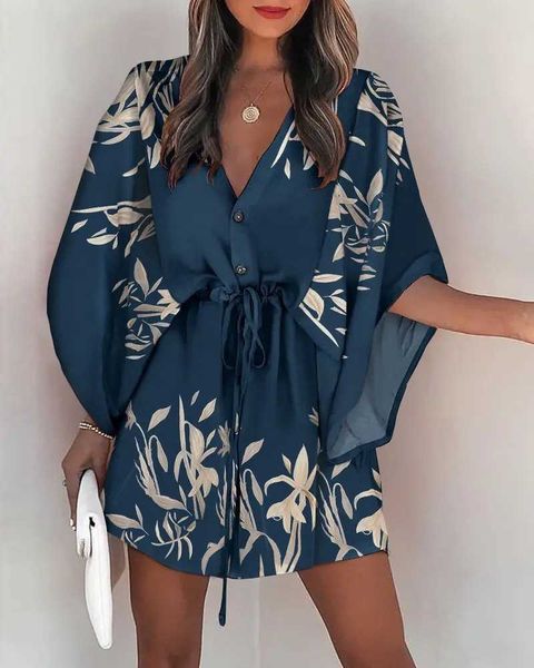 party dresses summer beach mini dresses women boho casual print v neck lace up button batwing sleeve female party dress vestidos t230210, White;black
party dresses summer beach mini dresses women boho casual print v neck lace up button batwing sleeve female party dress vestidos t230210, White;black
