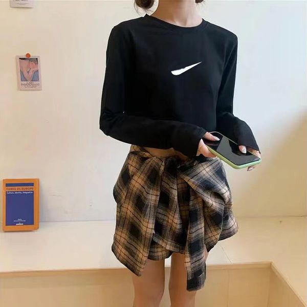 women's t-shirt designer's short t-shirt, letter printing, high waist, navel exposed, simple commuting spring and autumn clothes, White
women's t-shirt designer's short t-shirt, letter printing, high waist, navel exposed, simple commuting spring and autumn clothes, White