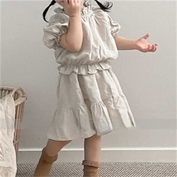 sets children clothing summer new group girl baby korean casual style bubble sleeve half skirt suit, White
sets children clothing summer new group girl baby korean casual style bubble sleeve half skirt suit, White