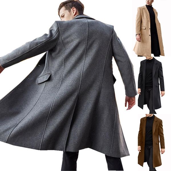 men's wool blends windbreaker coat long lapel collar single breasted over long jacket cardigan outwear trench coat formal 230210, Black
men's wool blends windbreaker coat long lapel collar single breasted over long jacket cardigan outwear trench coat formal 230210, Black