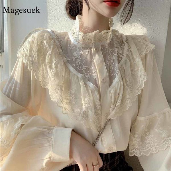 women's blouses shirts fashion ruffled autumn lace up women blouses stand collar ladies vintage lace shirts korean sweet loose clothes, White
women's blouses shirts fashion ruffled autumn lace up women blouses stand collar ladies vintage lace shirts korean sweet loose clothes, White