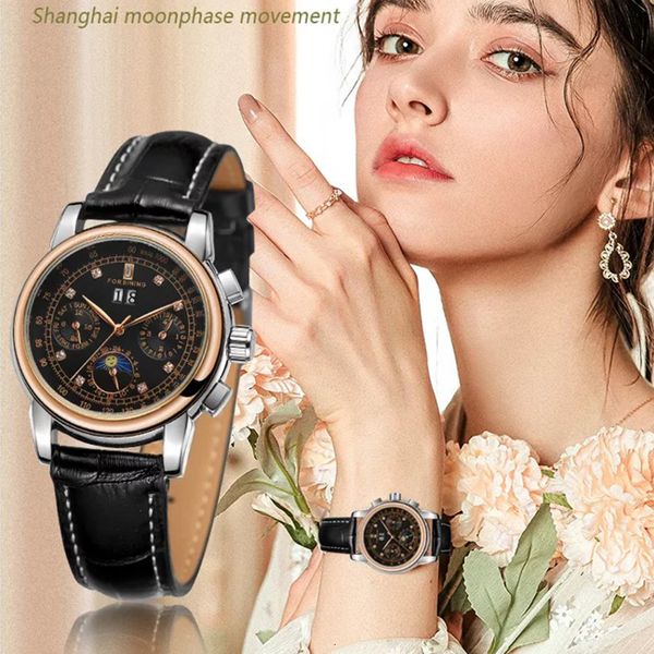 wristwatches forsining fashion women mechanical watches moon phase week display waterproof ladies automatic wrist watch for girls gift 23021, Slivery;brown
wristwatches forsining fashion women mechanical watches moon phase week display waterproof ladies automatic wrist watch for girls gift 23021, Slivery;brown