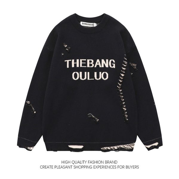 men's sweaters autumn winter american retro jumpers designer punk hole pullover knitwear men women's high street oversize streetwa, White;black
men's sweaters autumn winter american retro jumpers designer punk hole pullover knitwear men women's high street oversize streetwa, White;black