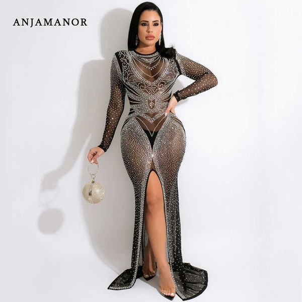casual dresses anjamanor crystal mesh long elegant evening dresses for women party glitter black transparent bodycon slit dress d42-he40 t23, Black;gray
casual dresses anjamanor crystal mesh long elegant evening dresses for women party glitter black transparent bodycon slit dress d42-he40 t23, Black;gray
