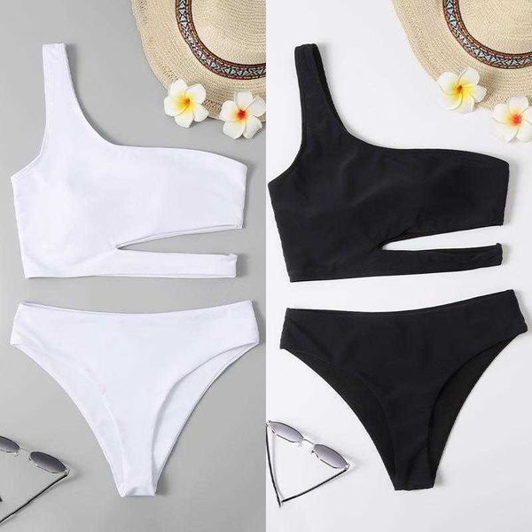 wholesale one shoulder womens swimwear solid color split seaside bikini, White;black
wholesale one shoulder womens swimwear solid color split seaside bikini, White;black