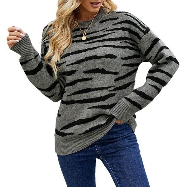 crew neck pullover women's sweaters lady tiger skin pattern knitted blouse with loose lantern long sleeves rib stiches cuff button fal, White;black
crew neck pullover women's sweaters lady tiger skin pattern knitted blouse with loose lantern long sleeves rib stiches cuff button fal, White;black