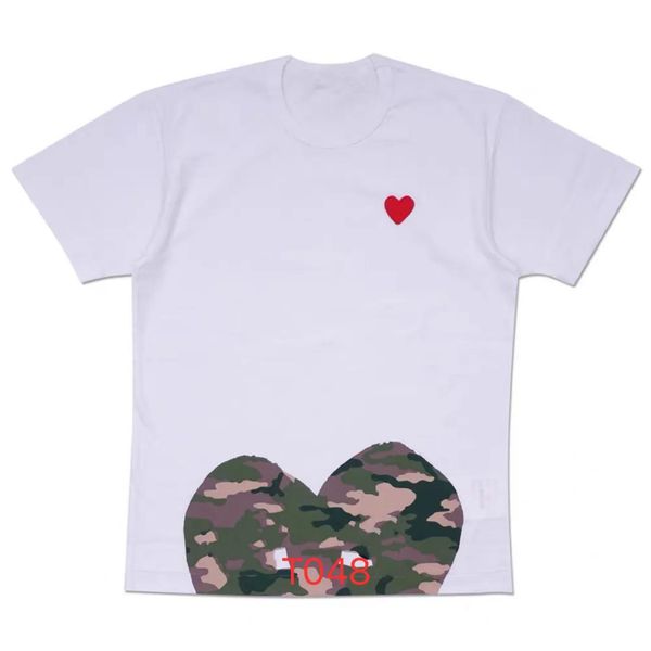 t-shirts summer cdgs mens play t shirt short sleeve womens des badge garcons embroidery heart red n2, White;black