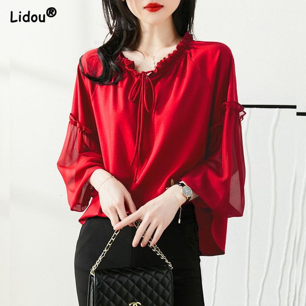 women's blouses shirts elegant fashion v-neck loose butterfly sleeve blouses female solid color chiffon thin shirts 6xl oversize women, White
women's blouses shirts elegant fashion v-neck loose butterfly sleeve blouses female solid color chiffon thin shirts 6xl oversize women, White