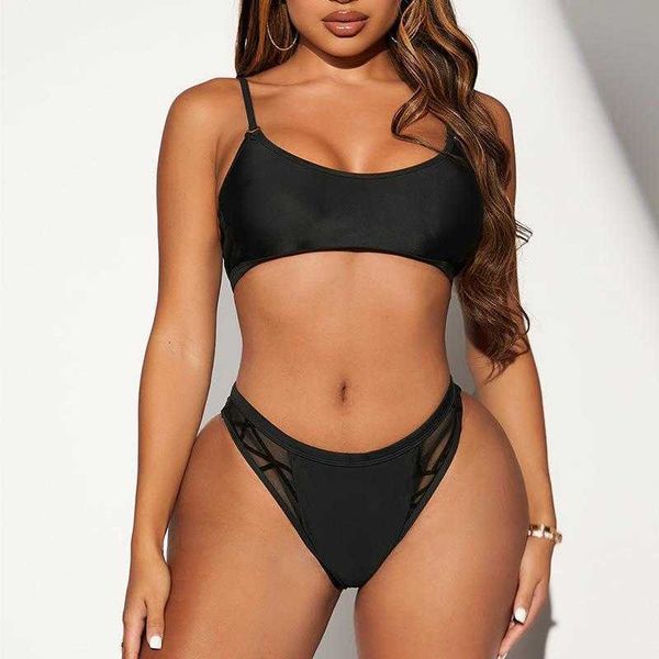 sling solid color split swimsuit womens mesh triangle beach bikini, White;black
sling solid color split swimsuit womens mesh triangle beach bikini, White;black