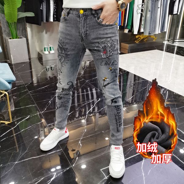 men's jeans spring winter designer drill brand pants luxury clothing cowboy brushed denim male slim 230210, Blue
men's jeans spring winter designer drill brand pants luxury clothing cowboy brushed denim male slim 230210, Blue
