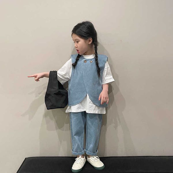 clothing sets korean casual suit spring new denim vest white tshirt straight pants set of three kids clothes girls
clothing sets korean casual suit spring new denim vest white tshirt straight pants set of three kids clothes girls