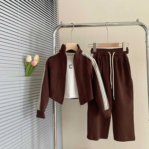 clothing autumn new girls sports leisure fashion jacket wide leg pants twopiece set kids boutique clothes sets sport suit, White
clothing autumn new girls sports leisure fashion jacket wide leg pants twopiece set kids boutique clothes sets sport suit, White