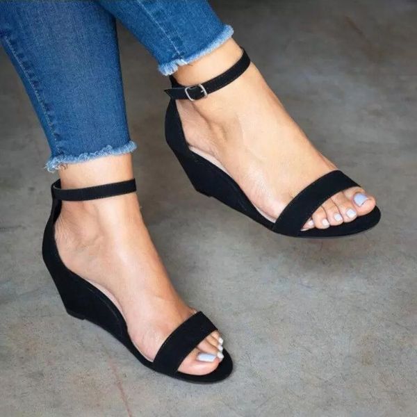 woman's wedge sandals black luxury femalr comfort flock leather sandalias koturny ladies beach
woman's wedge sandals black luxury femalr comfort flock leather sandalias koturny ladies beach