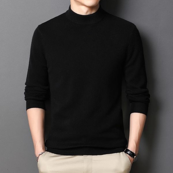 men's sweaters half high round neck men's sweater 100all wool warm solid color pullover bottom clothing 230210, White;black
men's sweaters half high round neck men's sweater 100all wool warm solid color pullover bottom clothing 230210, White;black