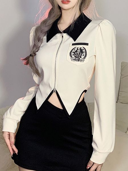 women s t shirt preppy style polo shirt spring autumn all match zipper long sleeve t shirt korean fashion simple streetwear crop 230211, White
women s t shirt preppy style polo shirt spring autumn all match zipper long sleeve t shirt korean fashion simple streetwear crop 230211, White