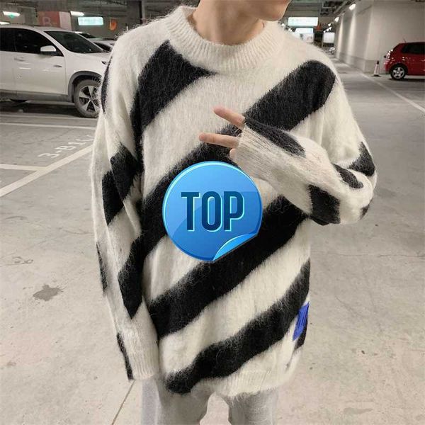 men sweater ow22fw zebra line hole mohair offs styles style black and white arrow women's same lovers', White;black
men sweater ow22fw zebra line hole mohair offs styles style black and white arrow women's same lovers', White;black
