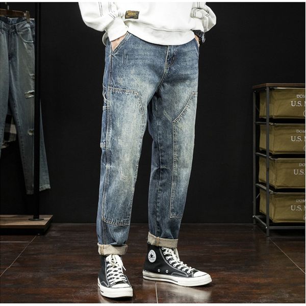 men's jeans streetwear men pattern recreational straight cylinder black multiple pockets large loose trousers autumn female 230211, Blue
men's jeans streetwear men pattern recreational straight cylinder black multiple pockets large loose trousers autumn female 230211, Blue