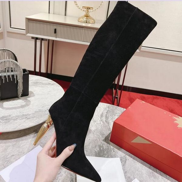 scepter heel high heel boots women red bottom long knee boots femme black suede leather strage heel concise female shoes solid warm fashion
scepter heel high heel boots women red bottom long knee boots femme black suede leather strage heel concise female shoes solid warm fashion