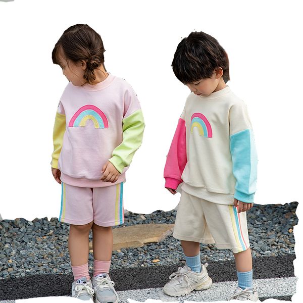 ins style children leisure sports set kids spring and autumn new long sleeve rainbow color sweatshirt and shorts, White
ins style children leisure sports set kids spring and autumn new long sleeve rainbow color sweatshirt and shorts, White