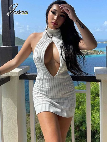 party dresses joskaa knitted solid hollow out mini dress women hipster turtleneck sleeveless backless body-shaping robe 2023 clubwear t23021, White;black
party dresses joskaa knitted solid hollow out mini dress women hipster turtleneck sleeveless backless body-shaping robe 2023 clubwear t23021, White;black