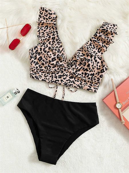 women's swimwear bikini push up swimsuit 2022 new ruffle leopard swimwear women high waist bikinis set summer brazilian beach bathing s, White;black
women's swimwear bikini push up swimsuit 2022 new ruffle leopard swimwear women high waist bikinis set summer brazilian beach bathing s, White;black