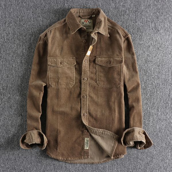 men's jackets winter fall fashion vintage corduroy thicken shirt men long sleeve pockets cargo coats simple casual loose versatile jack, Black;brown
men's jackets winter fall fashion vintage corduroy thicken shirt men long sleeve pockets cargo coats simple casual loose versatile jack, Black;brown