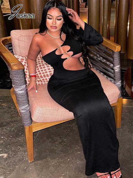 party dresses joskaa black oblique shoulder single sleeve maxi dress women hollow out backless slim robe fall winter 2022 party clubwear t23, White;black
party dresses joskaa black oblique shoulder single sleeve maxi dress women hollow out backless slim robe fall winter 2022 party clubwear t23, White;black