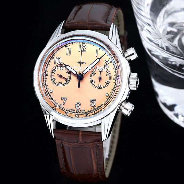 luxury 5172 mens watch eta7750 automatic chronograph stainless steel rose gilt opaline dial watches sapphire crystal water resistance calf s, Slivery;brown
luxury 5172 mens watch eta7750 automatic chronograph stainless steel rose gilt opaline dial watches sapphire crystal water resistance calf s, Slivery;brown